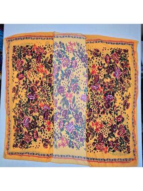 Floral XL Womens Scarf Yellow Lightweight Boho Fabric Wrap